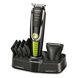 Cortador De Cabelo Mondial Super Groom 6 Bg-04 Melhor Categ Preto/verde