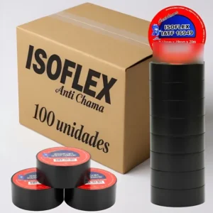 Kit 100 Fitas Isolantes 20 Metros Antichama Preta Preto Liso Preto Lisa