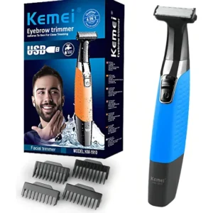 Barbeador Elétrico Prova D'água Kemei Azul