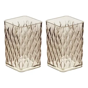 2 Porta Escova De Dentes Organizador Glamour Luxo Âmbar