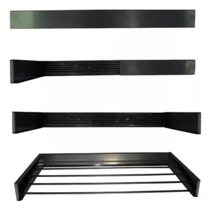 Varal De Parede Dobrável Retrátil 80cm Preto 5 Varetas Preto