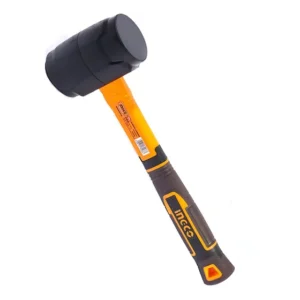 Martelo De Borracha Preto 450g Cabo Fibra Profissional Ingco