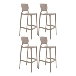 Kit 4 Banquetas Altas Tramontina Safira Camurça Bancada Bar Marrom-claro
