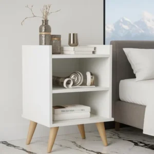 Criado Acácia P/ Cama Box C/ Prateleira E Nicho - Branco Fosco Branco