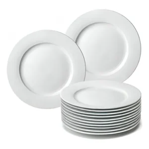 Kit 10 Pratos Rasos 28cm Leve Resistente Branco Melamina