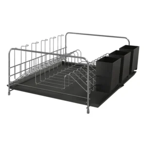Escorredor De Louça Bali Com Bandeja E Porta Talheres Preto Preto