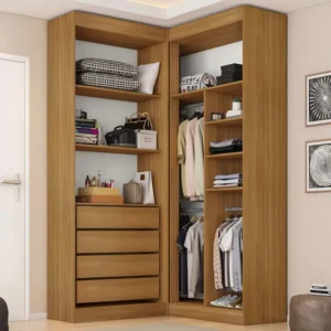Guarda Roupa Closet Casal Sem Portas Canto Em L Com 4 Fa