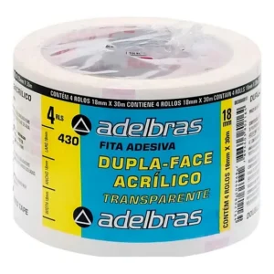 Fita Dupla Face Transparente Adelbras 18mm x 30m 4 Rolos