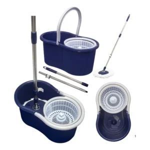 Balde Mop Perfect 12L Com Alça Cabo Inox Giratório 360° Limpeza Geral Esfregão Microfibra + Refil Brinde