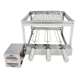 Grill Inox Elétrica P/ Churrasqueiras Gira 3 Espetos +grelha Esquerdo 127 220v Bi Volts