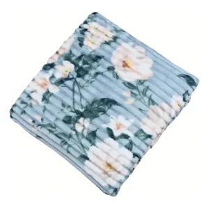 Cobertor Manta Canelado Soft Antialérgico 2,00mx1,80m Floral Cor Flor Bege