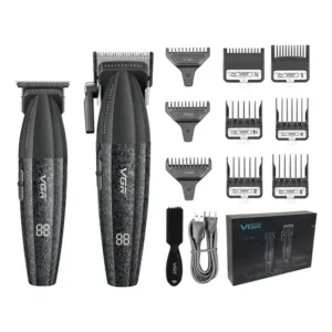 Kit de máquina de barbeiro Pro Clipper Trimmer Vgr V-640 9000 Rpm, cor preta