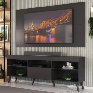 Rack Sala com Painel TV 65" Retrô Flórida Up Multimóveis V1042 Cor Preto