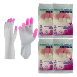 Kit 4 Prs Luva Limpeza Reforçada Antialérgica Lavar Louça