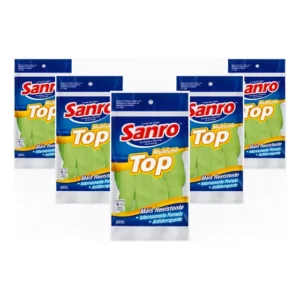 Kit 5 Luva Sanro Top Látex Borracha Verde Limpeza P M G Xg