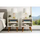 Kit 2 Mesas De Cabeceira Decore Retrô - Duas Cores Branco - Imagem 4