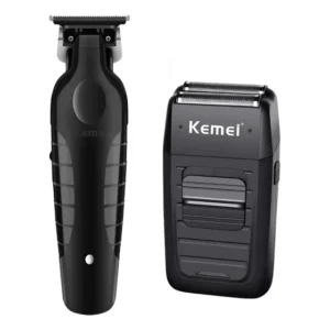 Kit Cortador de Cabelo e Barbeador Kemei 2299 1102 Sem Fio Recarregável