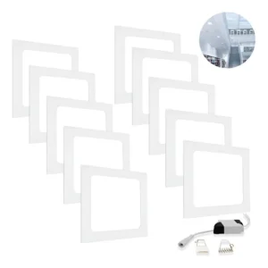 Kit 10 Painel Plafon LED 12W Quadrado Embutir Branco Frio Teto