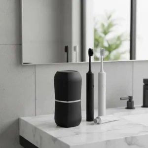 Porta Escovas Pasta Dente Com Tampa Dental Creme Dispenser Preto