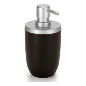 Porta Sabonete Liquido Luxo Para Lavabo Cor PRETO COM PRATEADO