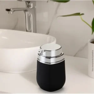 Porta Sabonete Liquido Dispenser Pia Preto Banheiro Fosco Cor Preto/Cromado