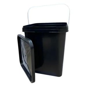 Balde Quadrado 18l Para Hidroponia Tampa Lacre Lacre Preto