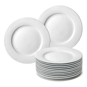 Kit 10 Pratos Rasos 28cm Leve Resistente Branco Melamina Lisa