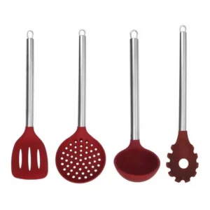 Kit 4 Peças Silicone (espátula+escumad+pegador Massa+concha)
