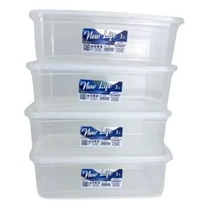 Kit 4 Pote Plástico Presídio De 3l Práticos E Resistentes Transparente