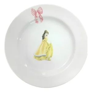 1 Prato Refeição Infantil 19cm Princesas Porcelana Branco Bela