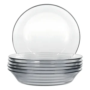 Jogo Prato Fundo Sopa Vidro Duralex Astral Nadir Kit 6 Un Transparente