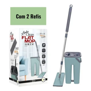 Flat Mop Balde Esfregão Lava e Seca com balde centrífuga Premium Aletronix