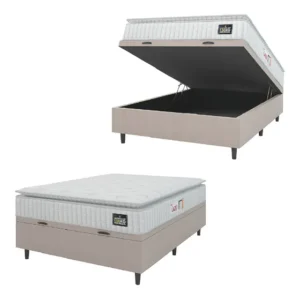 Cama Box Baú Casal Colchão Espuma D45 Lazio C/ Pillow Top