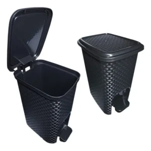 Kit 2 Lixeiras Rattan Multiuso Escritório 7l Preta C/pedal