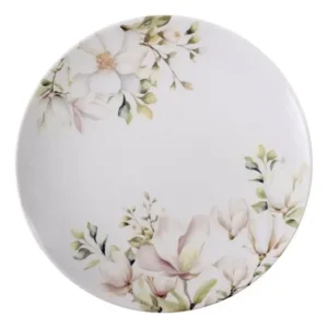 Prato Raso Tramontina Magnólia Porcelana Decorada 28cm Avuls Branco