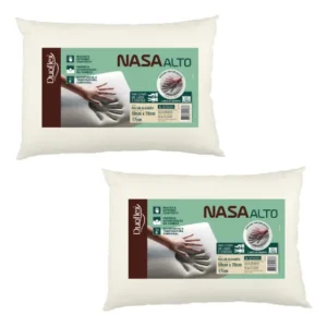 Kit Travesseiros Duoflex Nasa Alto 50x70x17 Capa Em Algodão Cor Branco