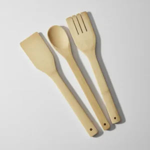 Kit Utensilios De Bambu Colher Garfo E Espátula Cozinha