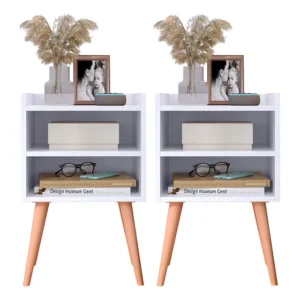 Kit 2 Criado Mudo Mesa De Cabeceira Pé Palito Retrô Cor Branco Lojas RPM