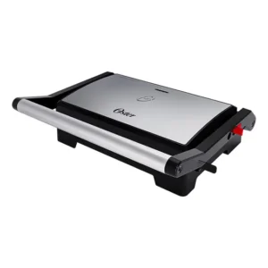 Mini Grill Elétrico Oster Inox 2 Em 1 Com Abertura 180° Chapa Antiaderente Ogrl230 127v Cinza 127v