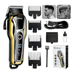 Máquina de Cortar Cabelo Sem Fio Kemei 1990 Motor Potente e Silencioso