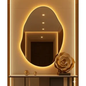 Espelho Decorativo Orgânico Com Led Quente De Parede Corpo Inteiro Madri Demoglass Led Quente - A 60 X L 40