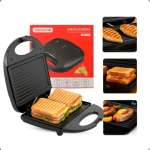 Sanduicheira Eletrica Grill 750w Antiaderente Aquecimento Rapido Preto/inox 127v