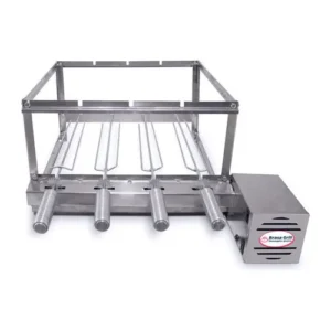 Kit Churrasqueira Elétrica Giratória 4 Espetos Brasa Grill Cor Direito