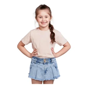 Camiseta Infantil Básica Menina Manga Curta Algodão