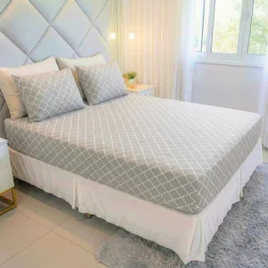 Jogo De Lençol Cama Queen Size 3 Peças Box Estampado Com Elástico Malha 100% Algodão Cozzilar Toque Macio Hotel Pousada Modelo 14