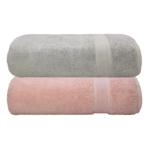 Jogo De Toalhas Ícone Banho 2 Pçs 70x140 100% Algodão Camesa Cor Bege/rosé