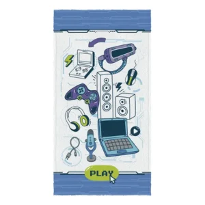 Toalha Estampada Banho Felpuda Algodão Macia Play Game Jogo Cor Azul