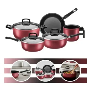 Conjunto Safira Smart Jogo De Panelas 5 Peças Cereja Mta Cereja