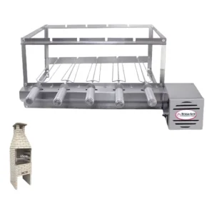 Kit Brasa Grill 5 Espetos P/ Churrasqueira 65cm Inox Lado Direito