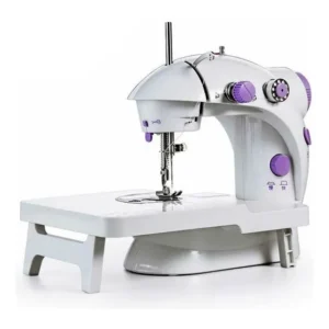 Mini Máquina de Costura Elétrica com Mesa Portátil 2 Velocidades Pedal Luz IWMC-507M Branca